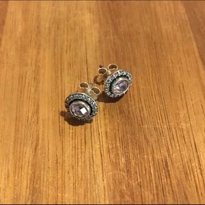 Pandora Pink Stone Sterling Silver Earrings